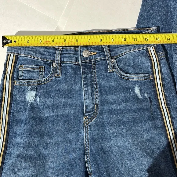 Wild Fable skinny jeans denim side stripe sz 27 or 4 medium wash distressed - Picture 5 of 6